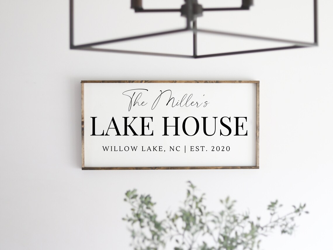 The Miller's Lake House Willow Lake NC Sign Poster for Cabin Decor