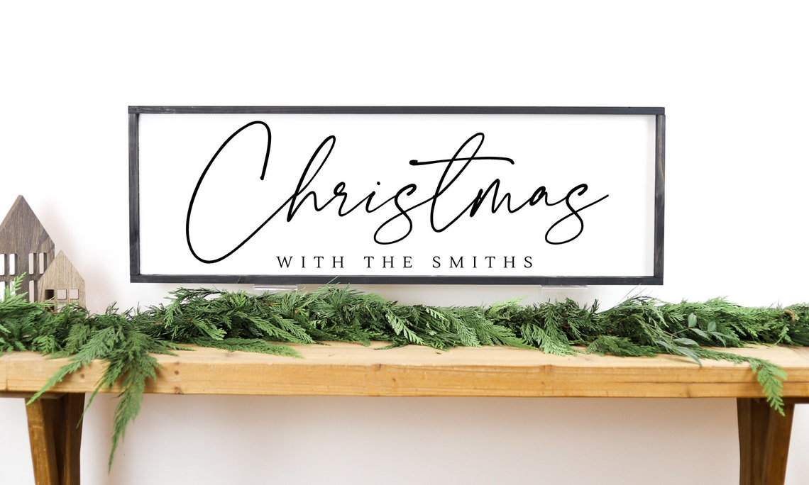 Custom Christmas Sign Family Name Sign Wood Family Sign Christmas Sign Established Sign Wood Framed Sign Farmhouse Sign