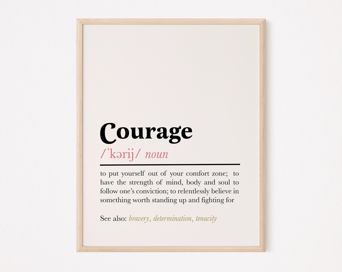 Courage Definition Quote Art Print, Social Worker