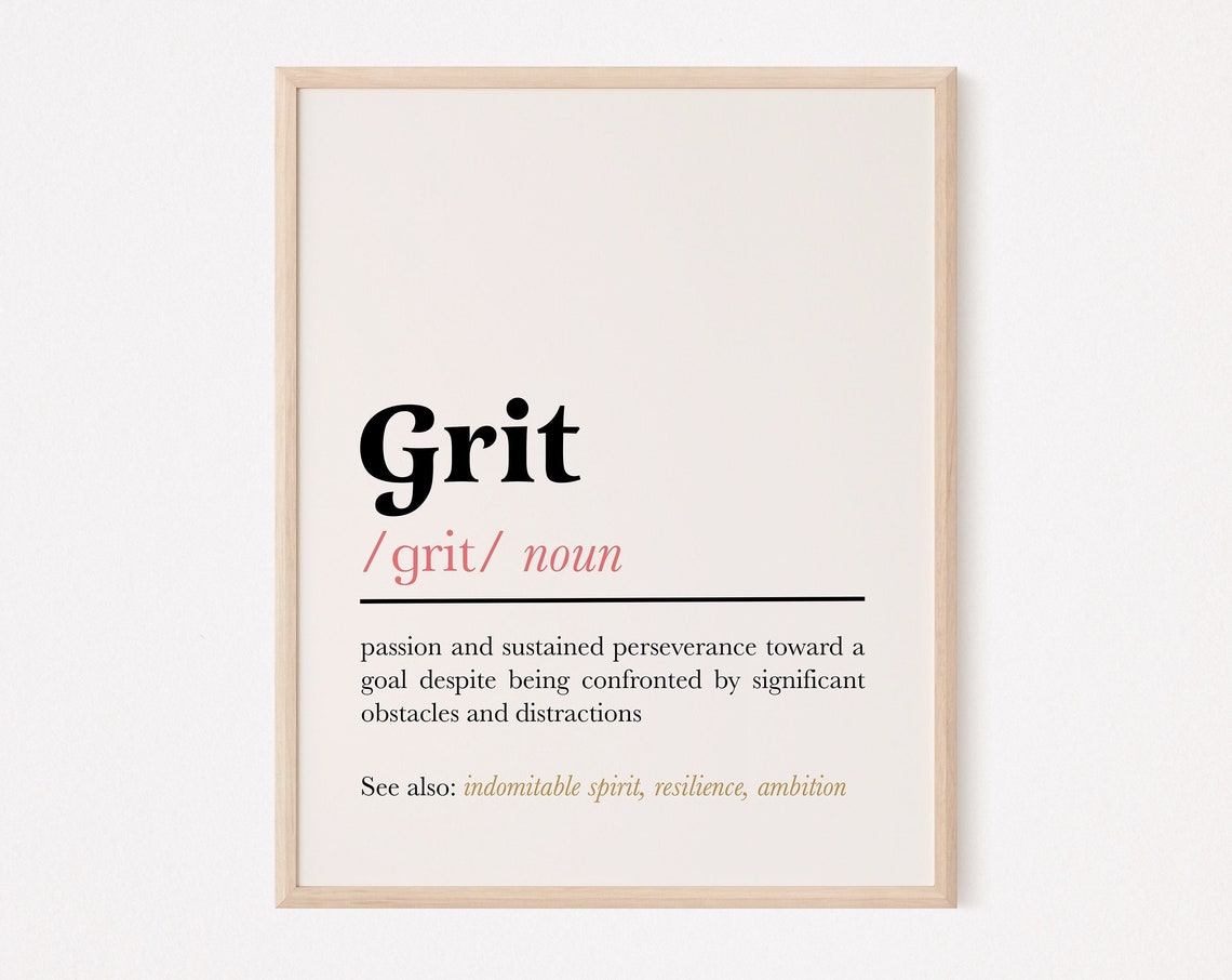 Grit Definition Print Quote Wall Art Motivational Hr Office Hustle