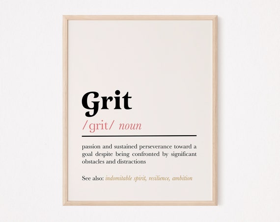 Grit Definition Print Quote Wall Art Motivational Hr Office Hustle