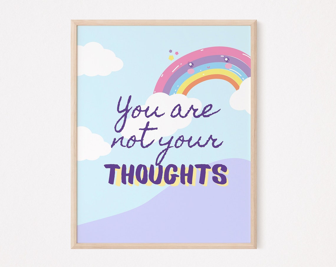 You Are Not Your Thoughts Print Affirmation Daily Mental Health Therapy Therapist Anxiety