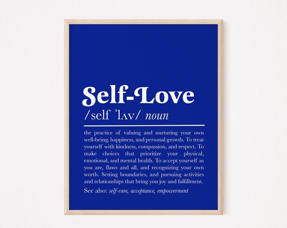 Self-Love Dictionary Definition Navy Blue Typography Quote Poster