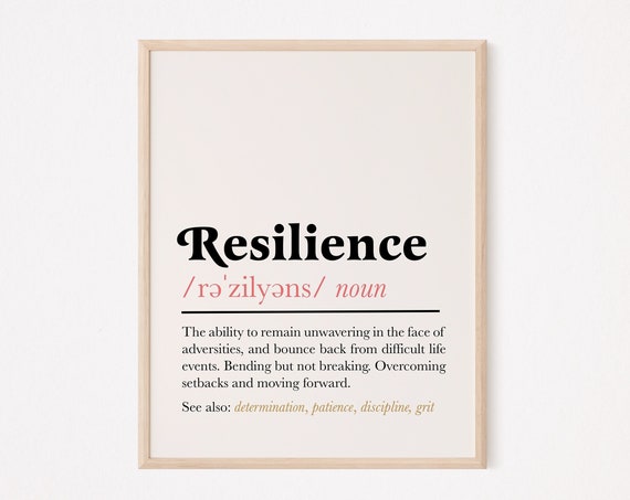 Resilience Definition Quote Print, Office Wall Art