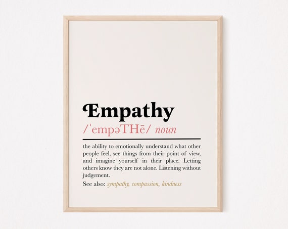 Empathy Definition Quote Poster, Therapist Office Decor