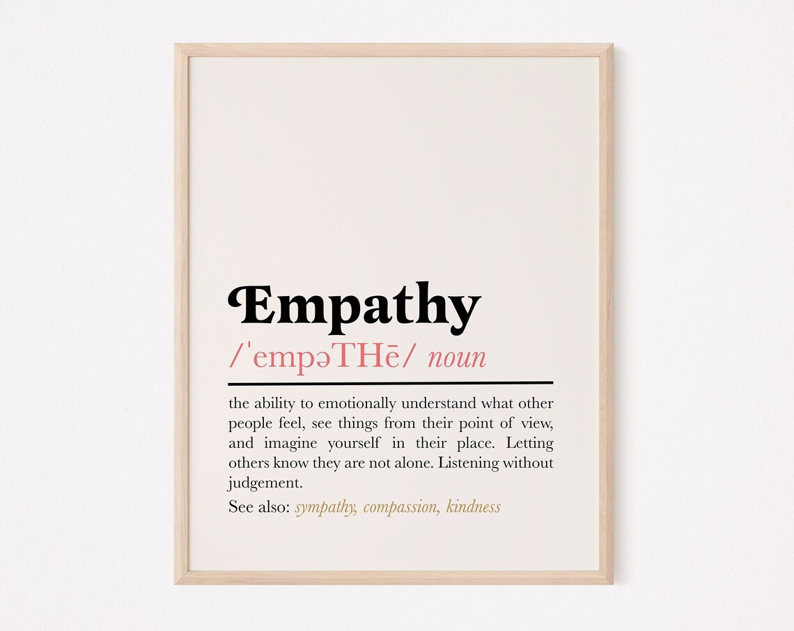 Empathy Definition Quote Poster, Therapist Office Decor