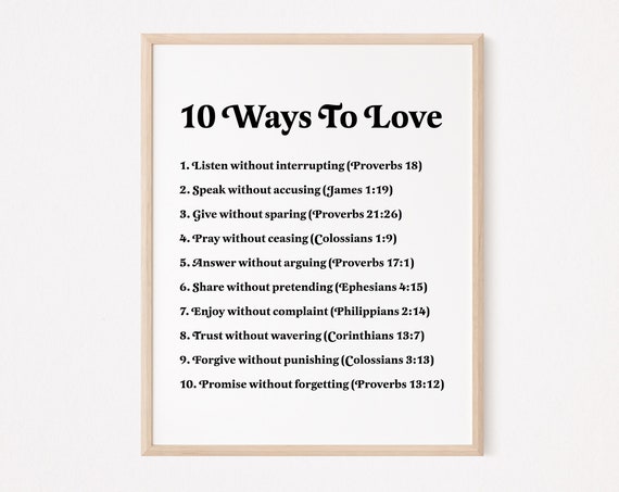 10 Ways To Love Christian Quote Art Print