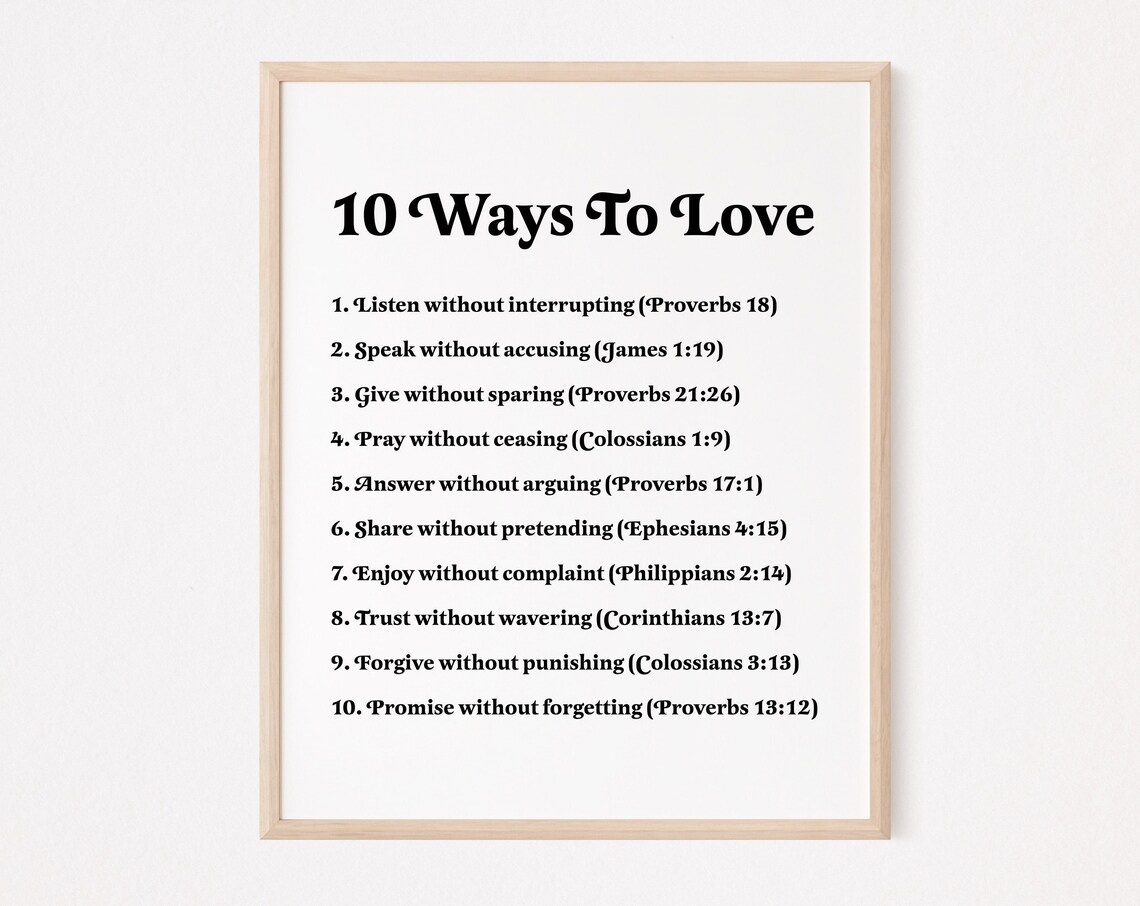 10 Ways To Love Christian Quote Art Print