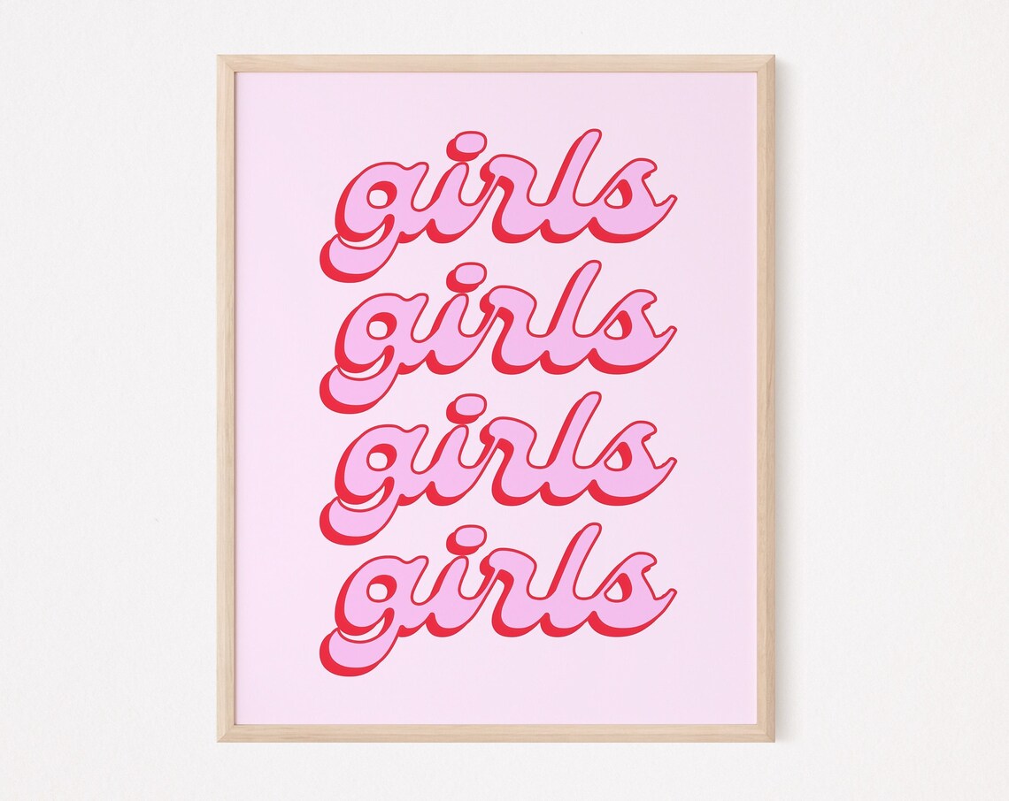 Girls Feminist Wall Art Print, Pink Dorm Decor