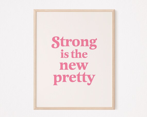 Womens Home Gym Wall Art Motivational Quote For Women Fitness Print Pink Typography