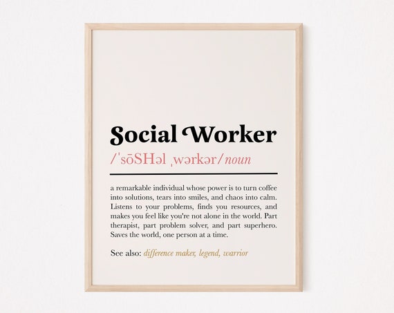 Social Worker Definition Quote, Appreciation Gift Poster