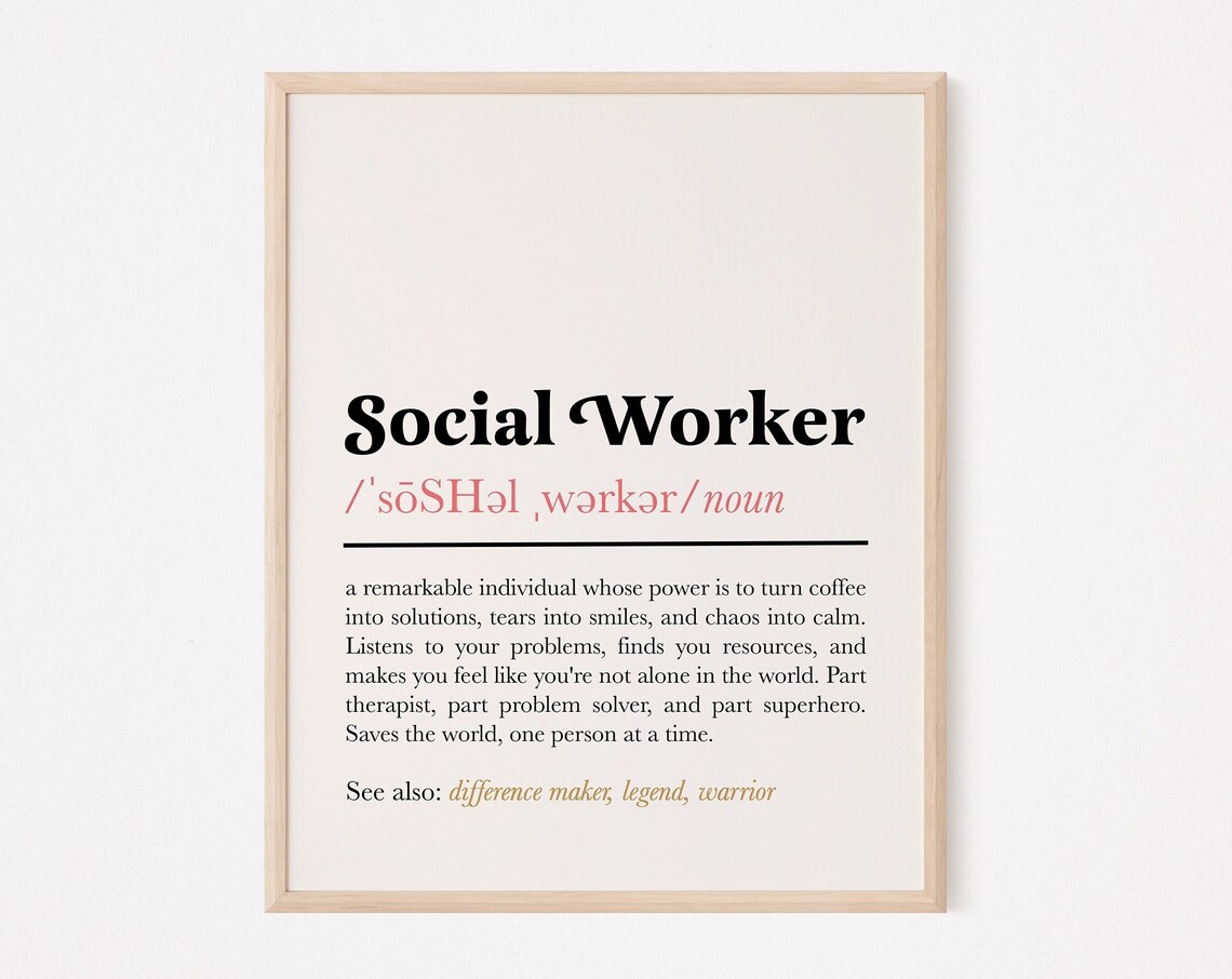 Social Worker Definition Quote, Appreciation Gift Poster