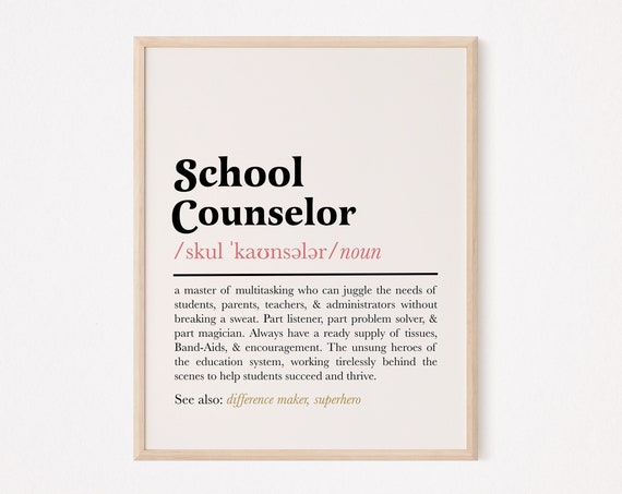 School Counselor Definition Print, Office Wall Art