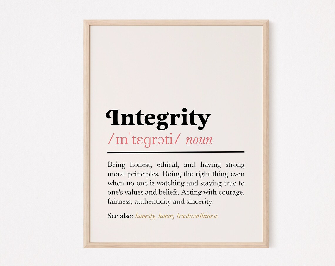 Integrity Definition Quote Print, Teamwork Poster