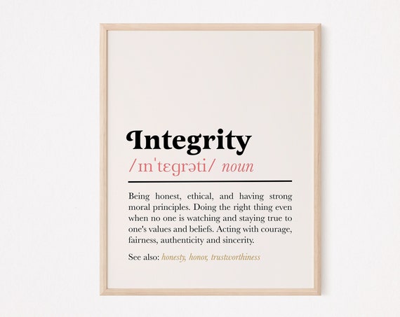 Integrity Definition Quote Print, Teamwork Poster