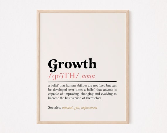 Growth Definition Quote Poster, Motivational Mindset