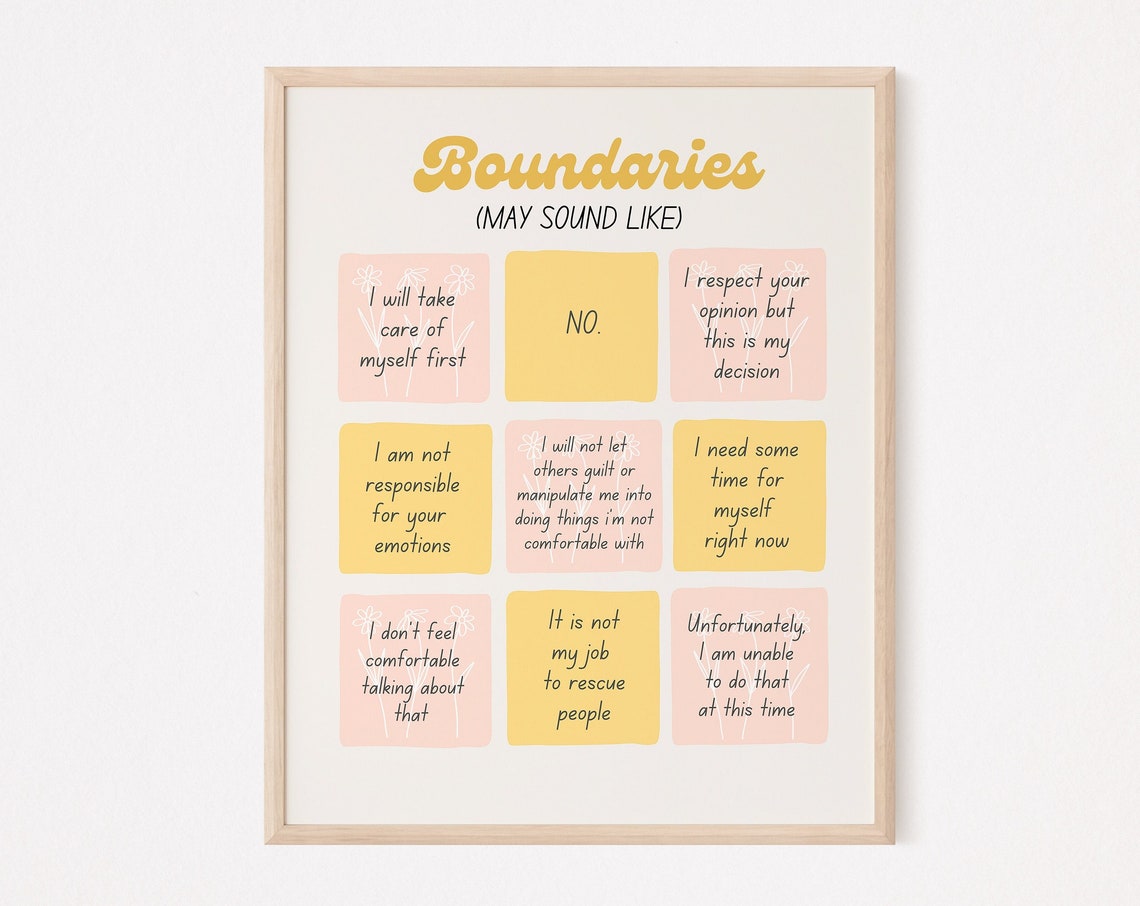 Boundaries May Sound Like Therapy Office Affirmation Quote Poster