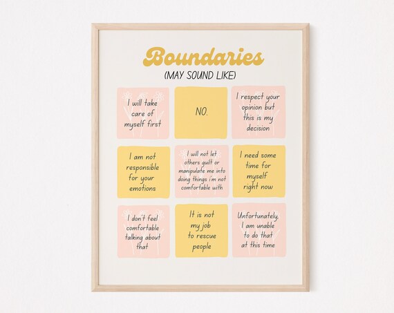 Boundaries May Sound Like Therapy Office Affirmation Quote Poster