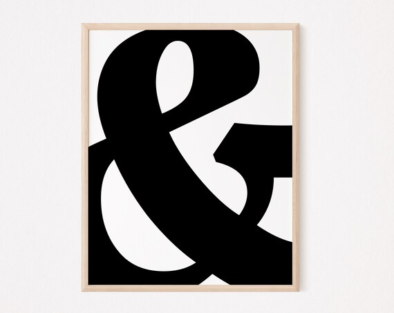 Giant Black Ampersand Typography Mid Century Minimalist Poster
