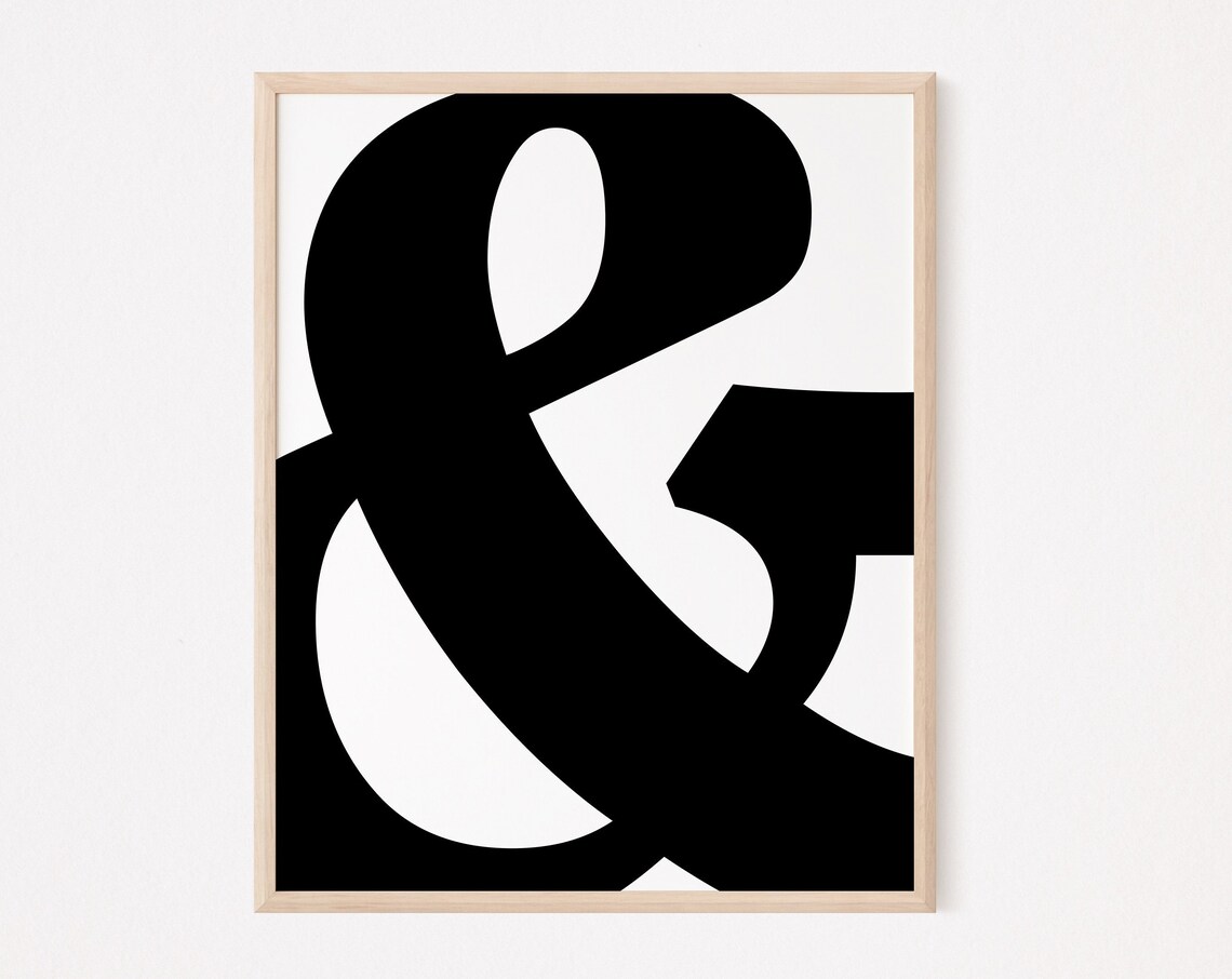 Giant Black Ampersand Typography Mid Century Minimalist Poster
