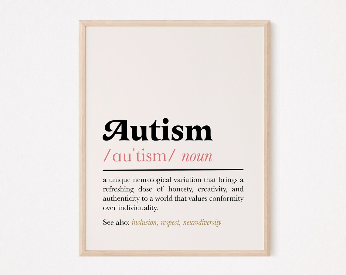 Autism Definition Poster, Awareness Typography Print
