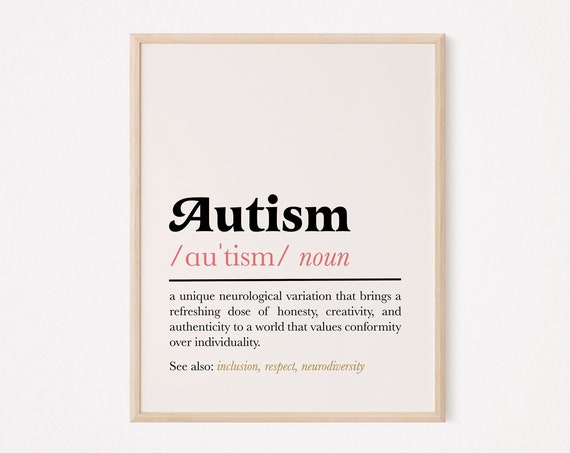 Autism Definition Poster, Awareness Typography Print
