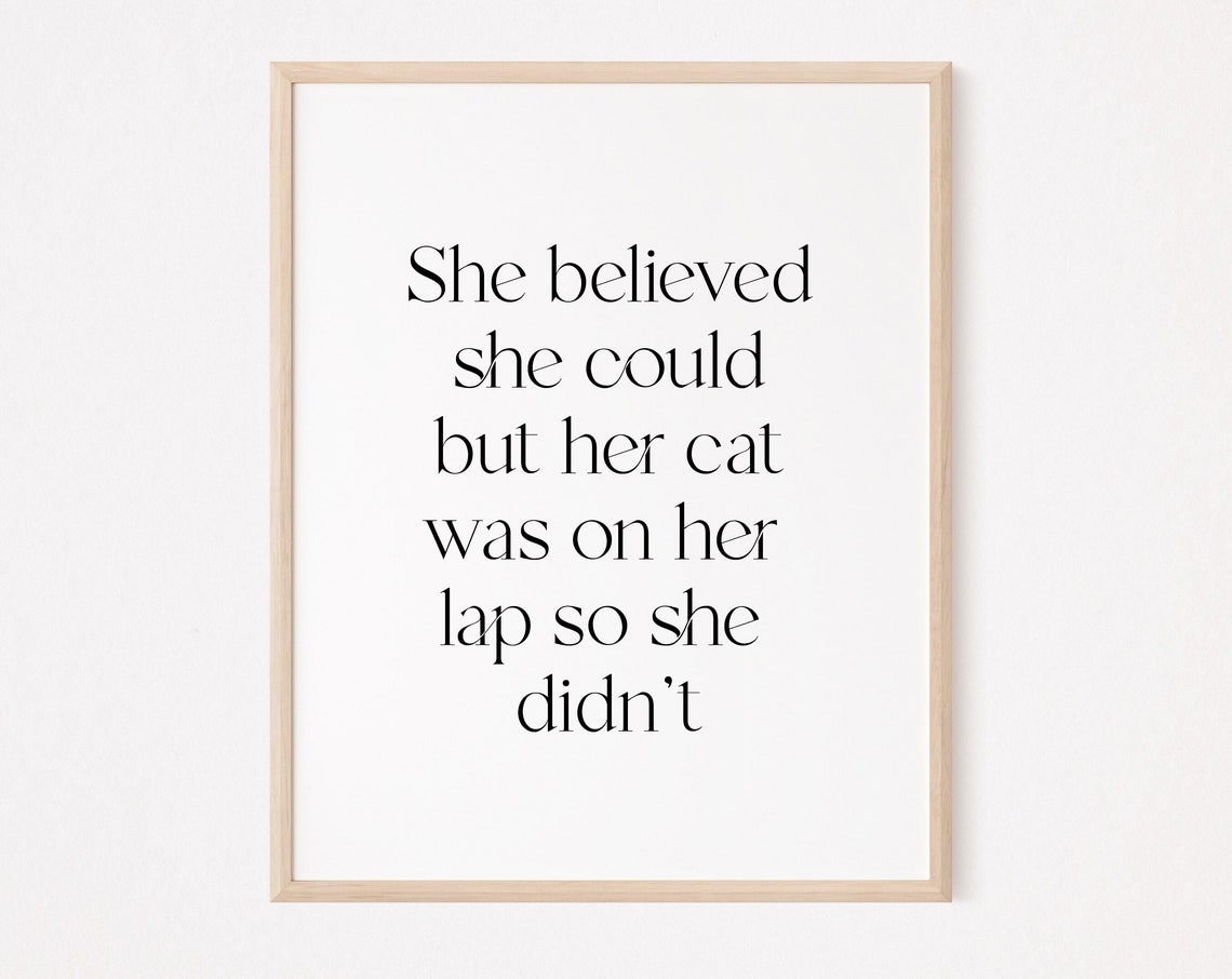 She Believed Could But Her Cat Was On Lap So Didnt Print Mom Quote Lover Funny Obsessed