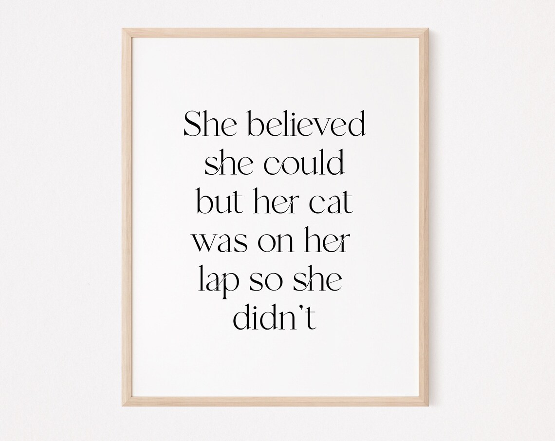 She Believed She Could But Cat Was On Lap Funny Cat Mom Quote Poster