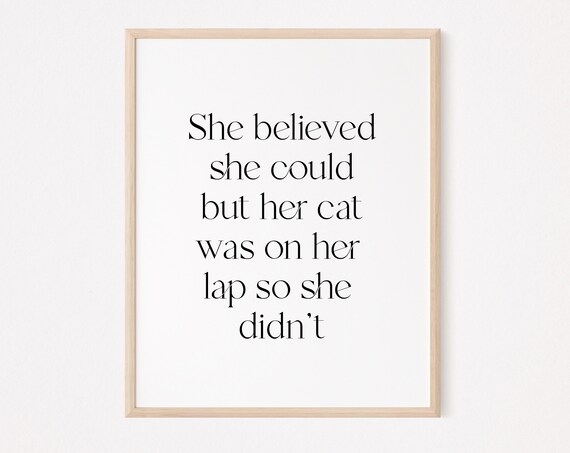 She Believed She Could But Cat Was On Lap Funny Cat Mom Quote Poster