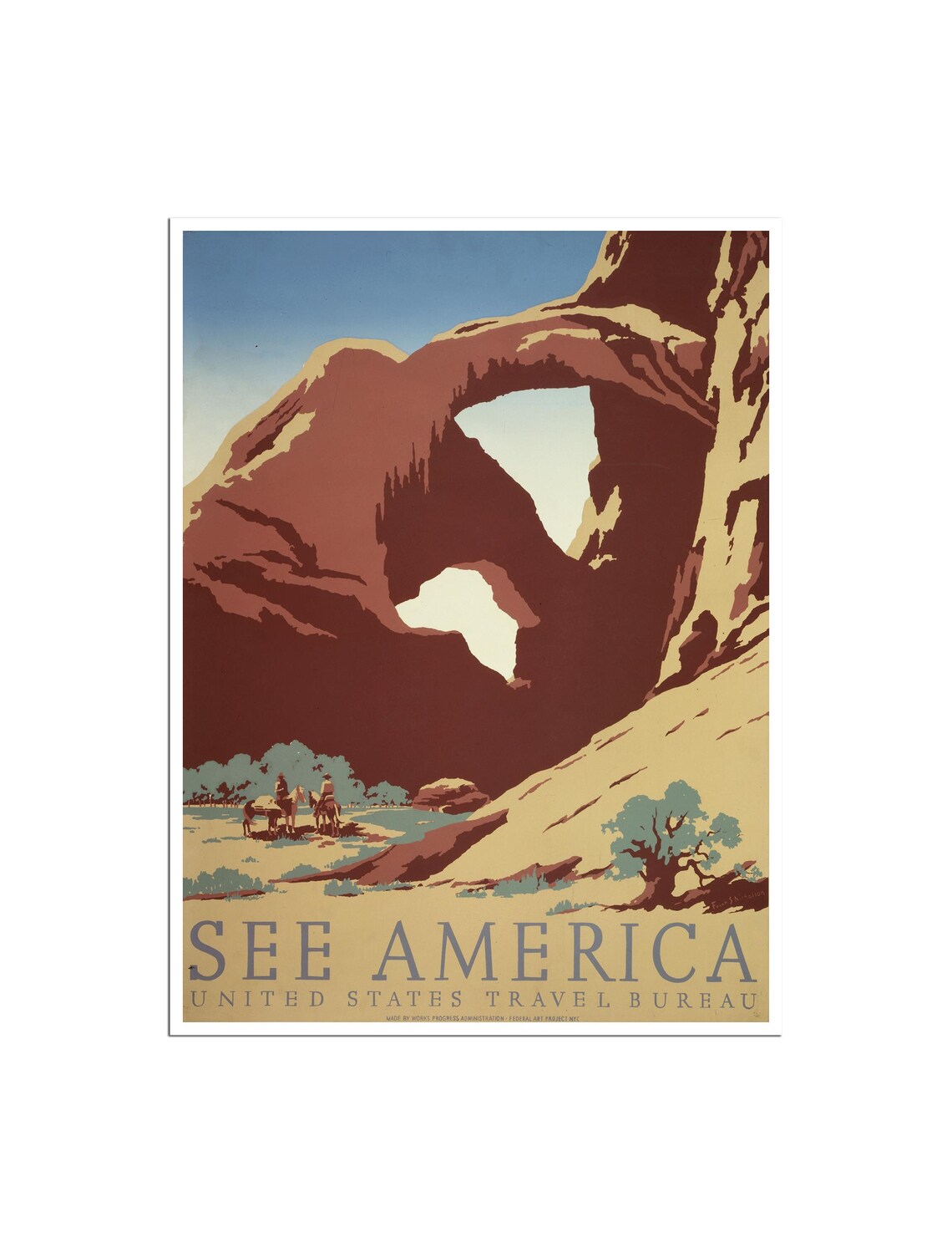 See America Vintage WPA Desert Arch National Park Travel Poster