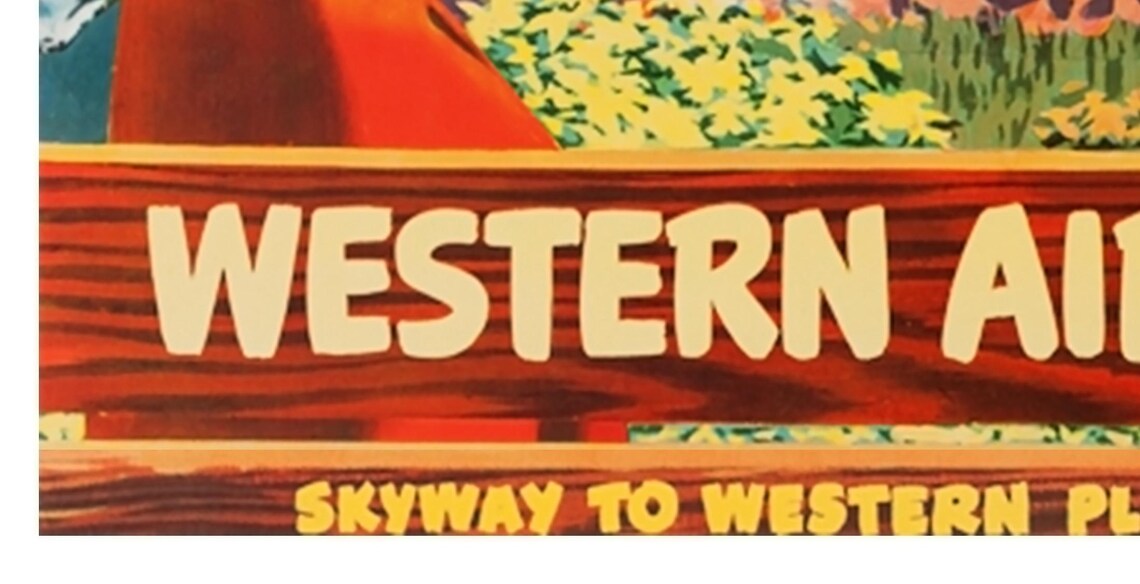 Bryce And Zion Western Air Lines Canyon Vintage Travel Poster - Image 2