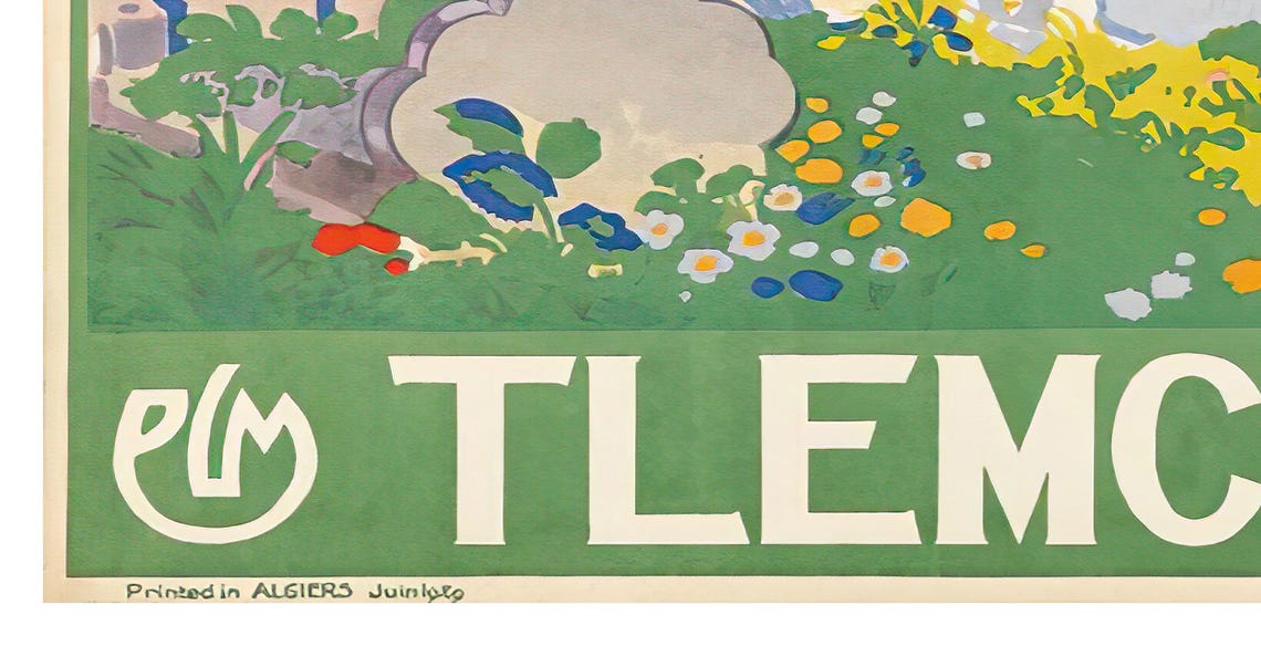 Tlemcen Algeria Vintage Cemetery Cypress Hills French Travel Poster - Image 2