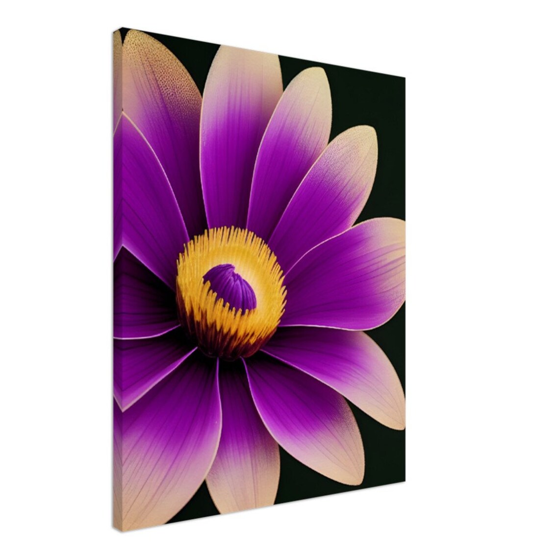 Purple Daisy Macro Bloom Dark Dramatic Botanical Flower Art Poster - Image 2