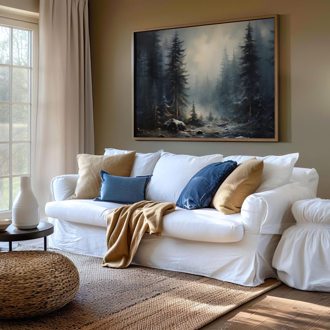 Misty Pine Forest Winter Landscape Foggy Evergreen Trees Print - Image 2