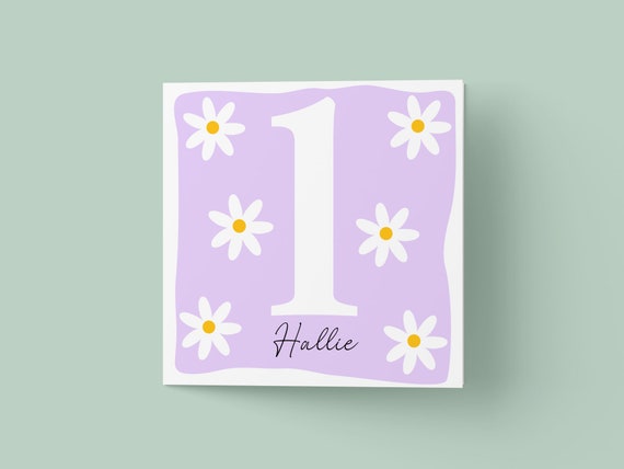 Girls First Birthday Floral Daisy Poster Print