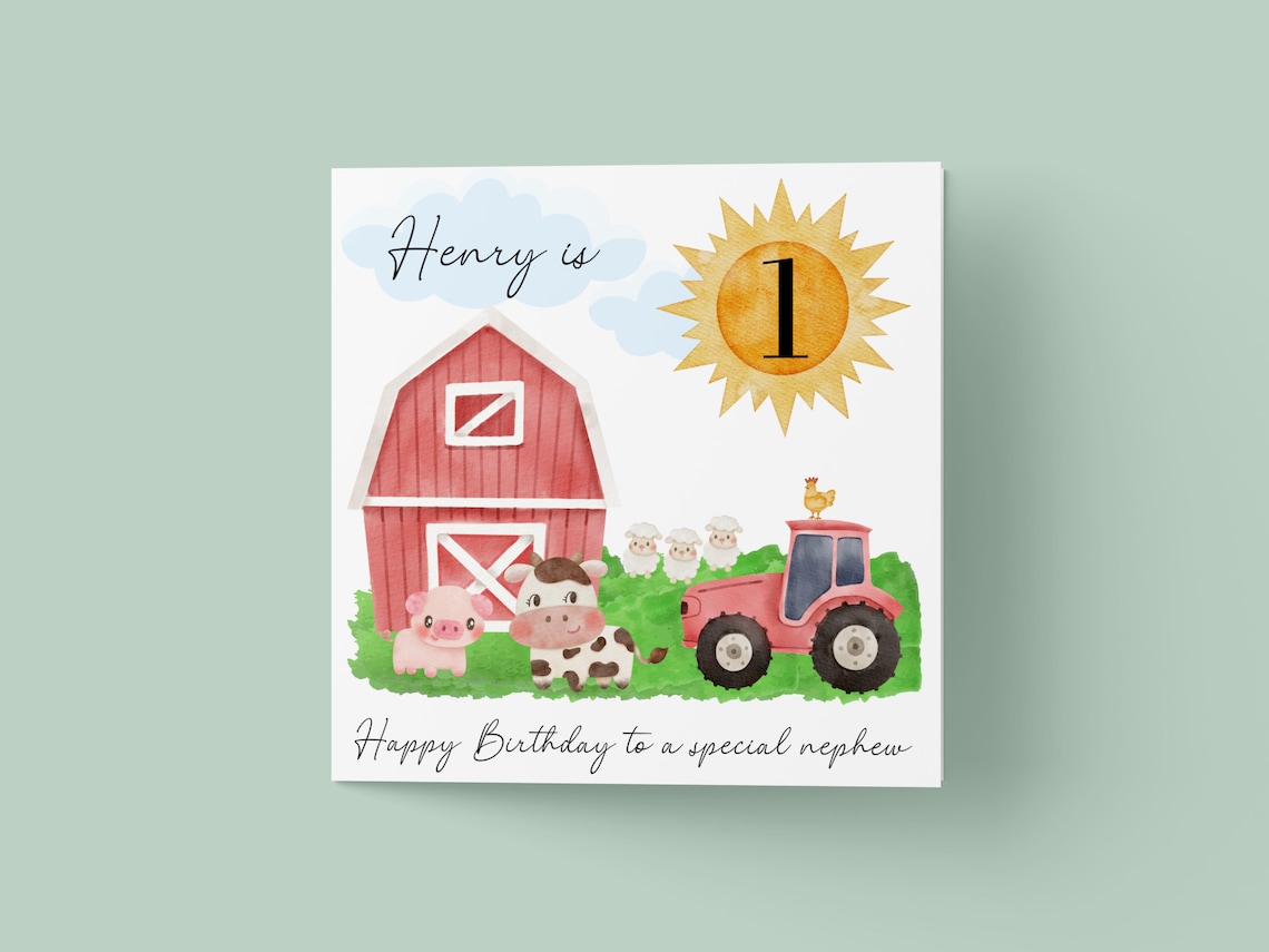 Personalised Farm Birthday Card, Tractor Theme