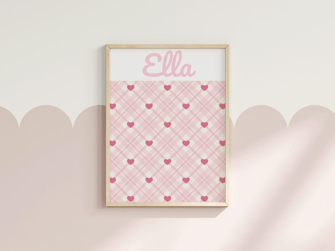 Girls Pink Name Print Girls Bedroom Initial Prints Girls Nursery And Playroom Wall Art New Baby Girl Gift