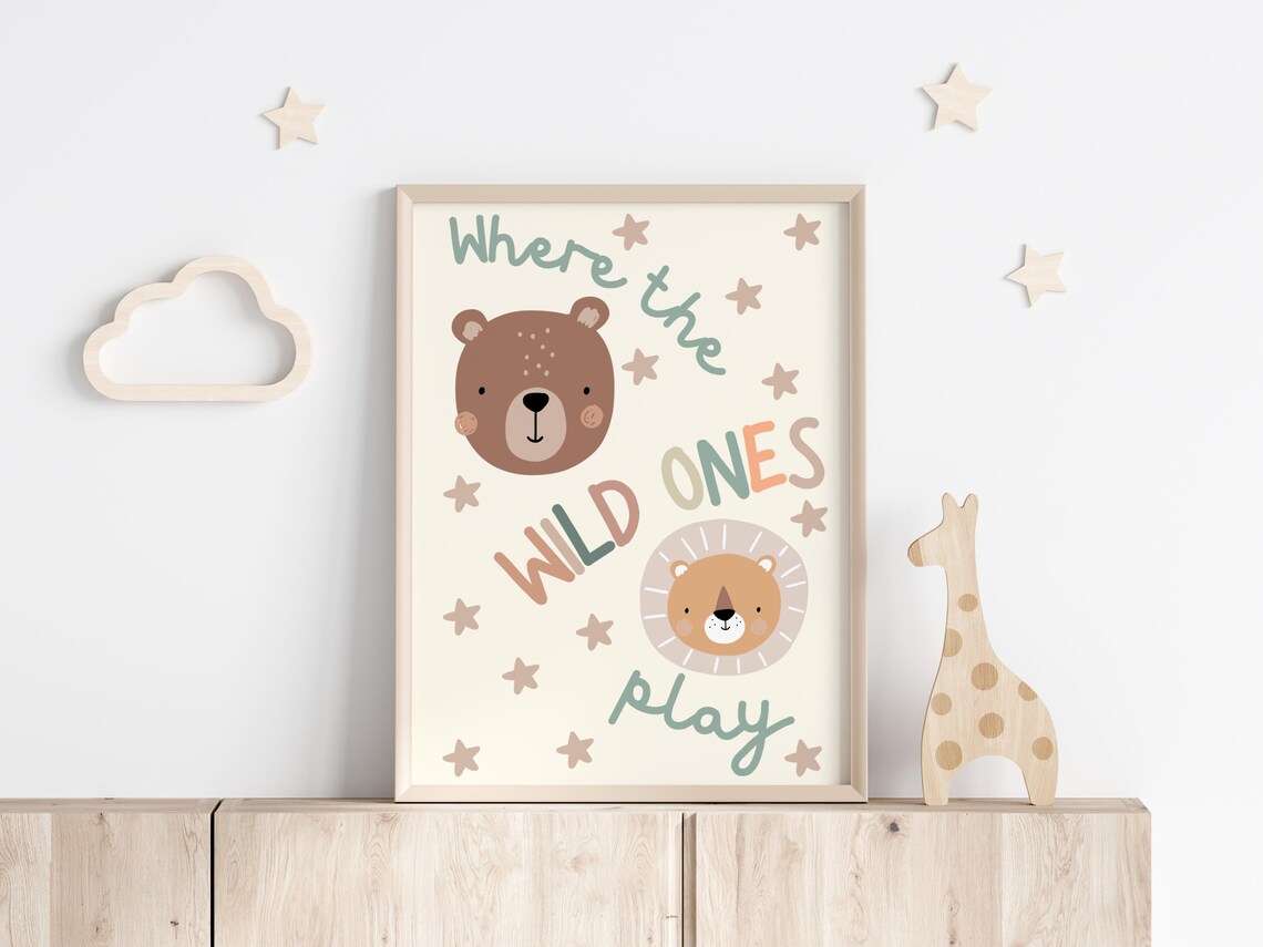 Where The Wild Ones Play, Safari Nursery Art Print