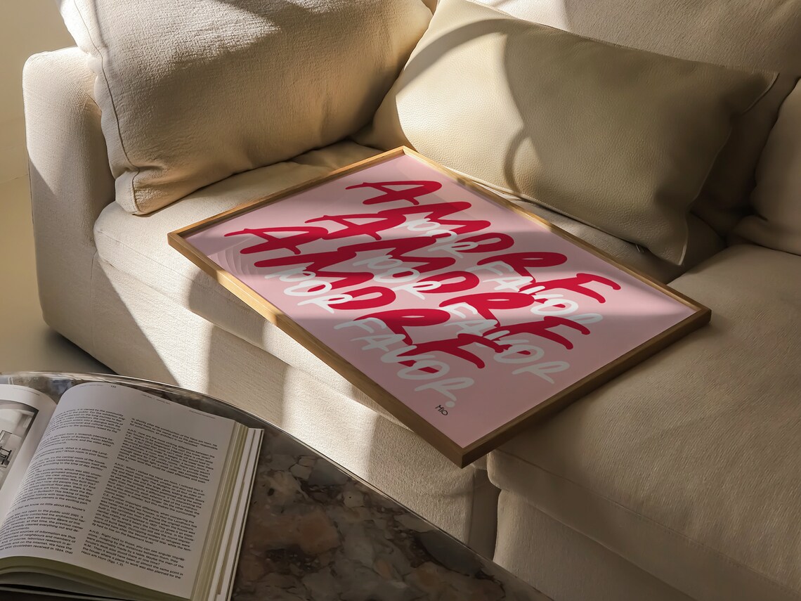 Amore Por Favor Print Pink Love Poster Pink Mon Amour Print Pink Music Wall Art Trendy Wall Art Print - Image 4