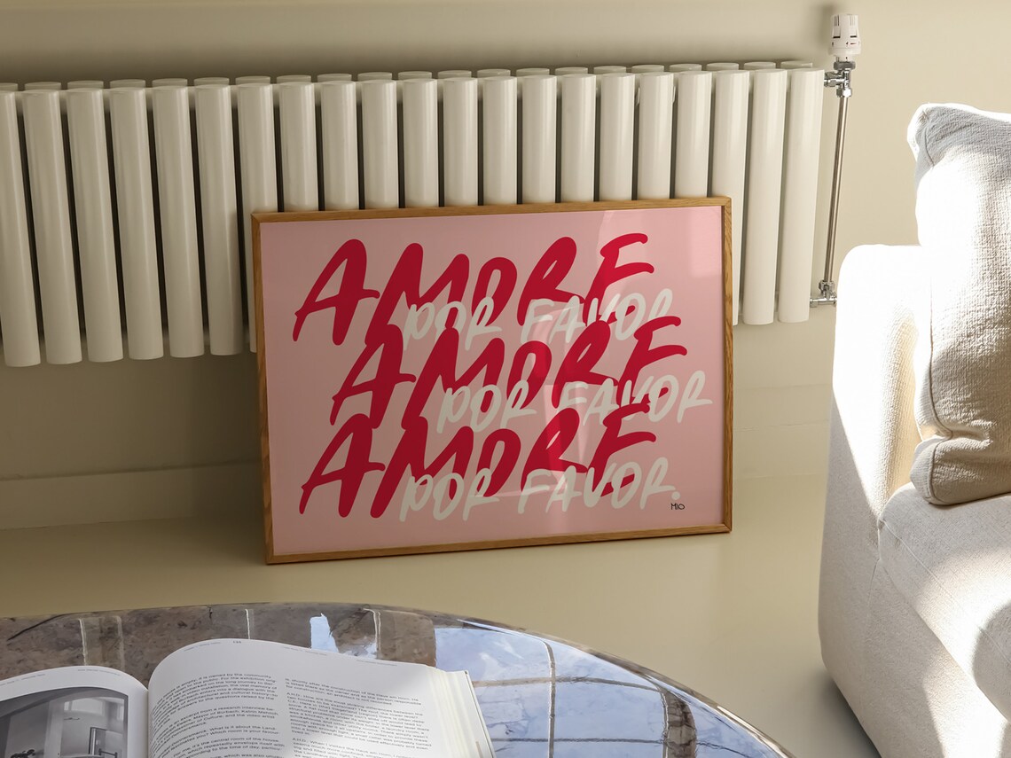 Amore Por Favor Print Pink Love Poster Pink Mon Amour Print Pink Music Wall Art Trendy Wall Art Print - Image 2