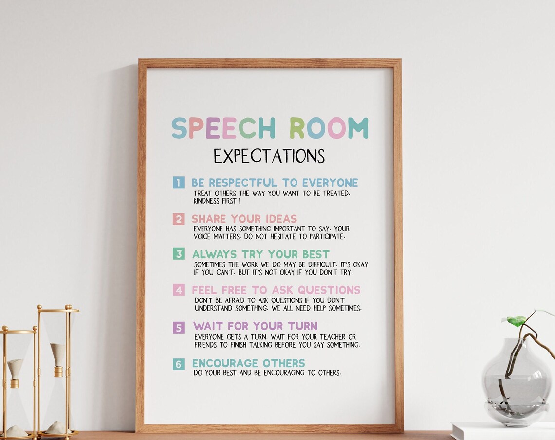 Speech Room Expectations Therapy Decor Art Print