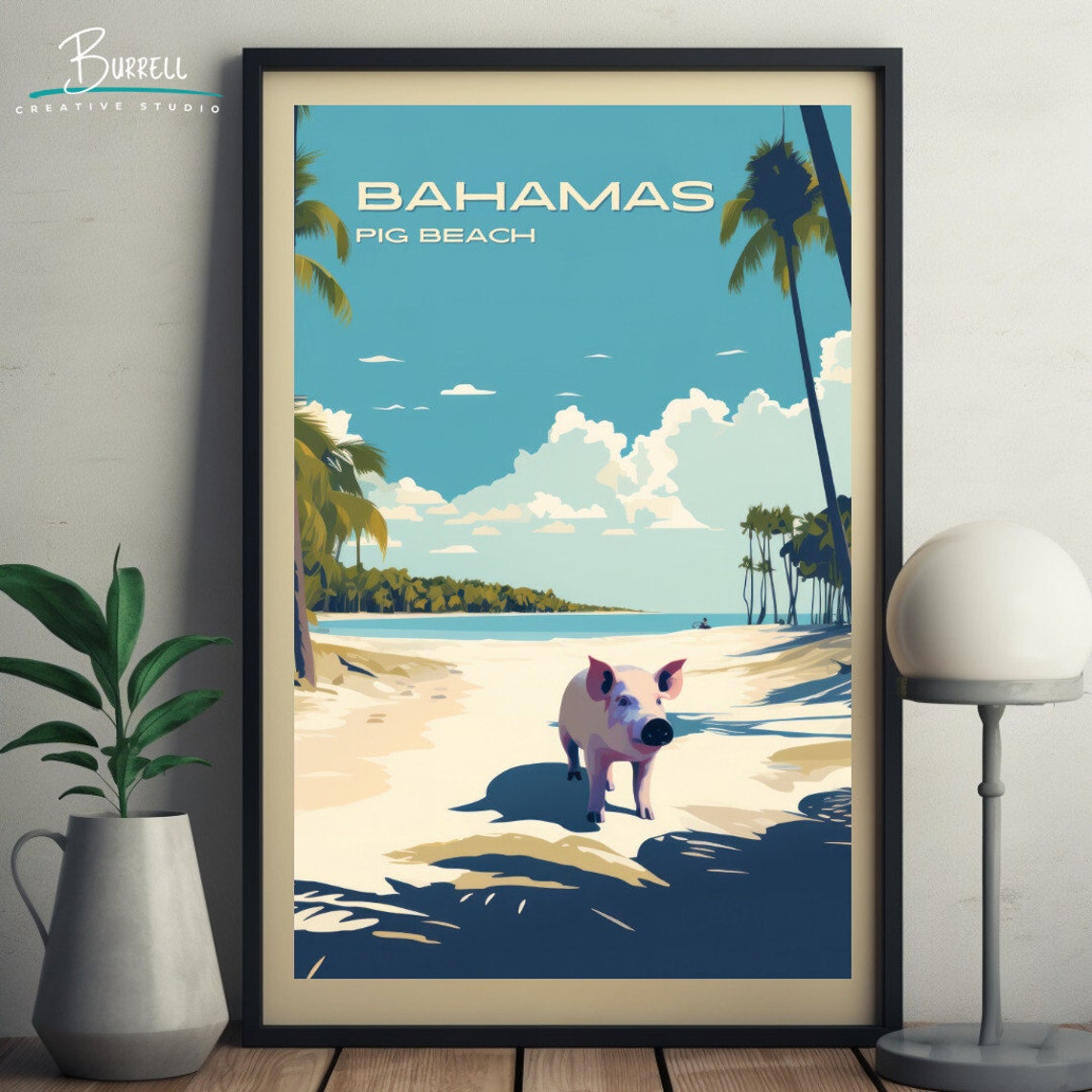 Bahamas Pig Beach Famous Swimming Pig White Sand Beach Poster - Image 5