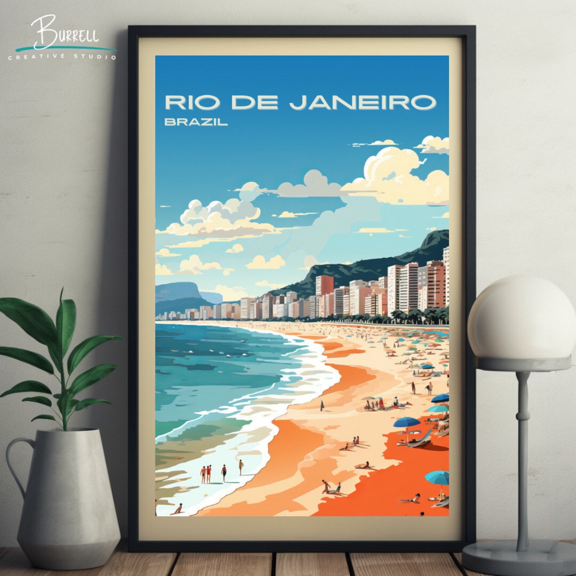 Rio Brazil Copacabana Beach Travel Poster Print - Image 5