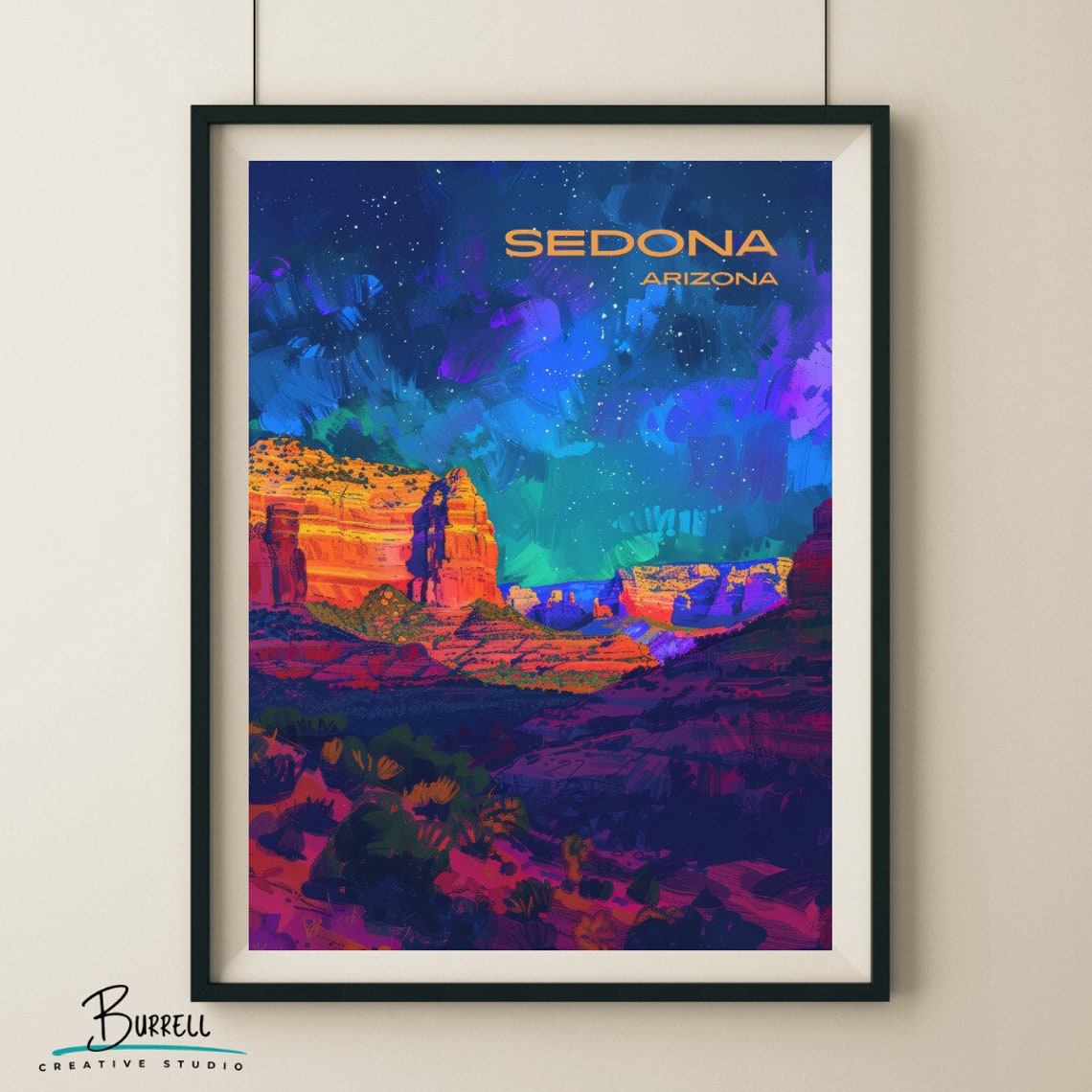 Sedona Arizona Night Sky Travel Poster Wall Art Poster Print