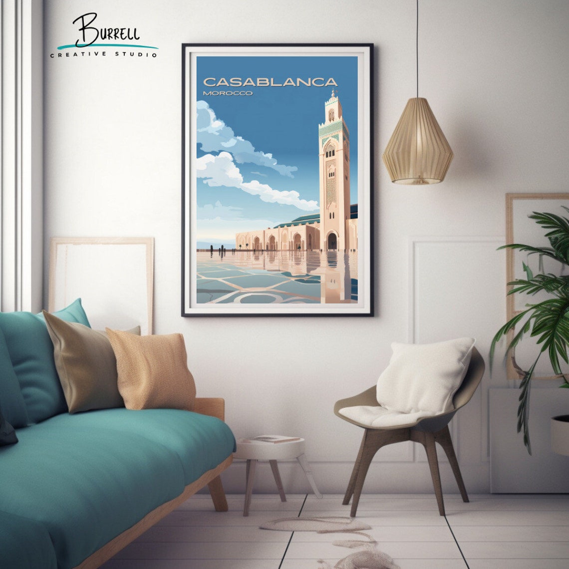 Casablanca Morocco Hassan II Mosque Grand Minaret Courtyard Poster - Image 3