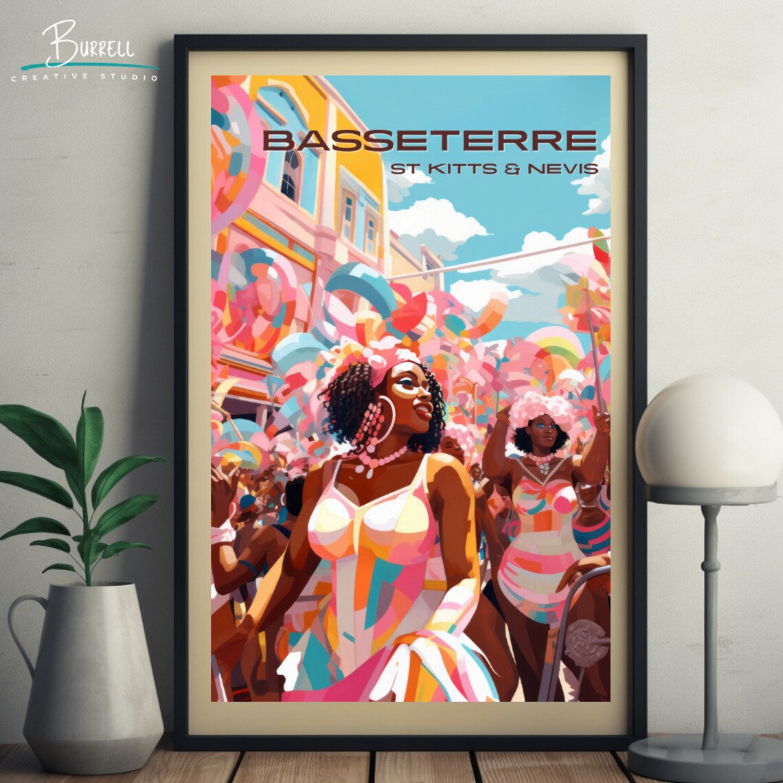 Basseterre Saint Kitts Carnival Dancers Festival Color Travel Poster - Image 4
