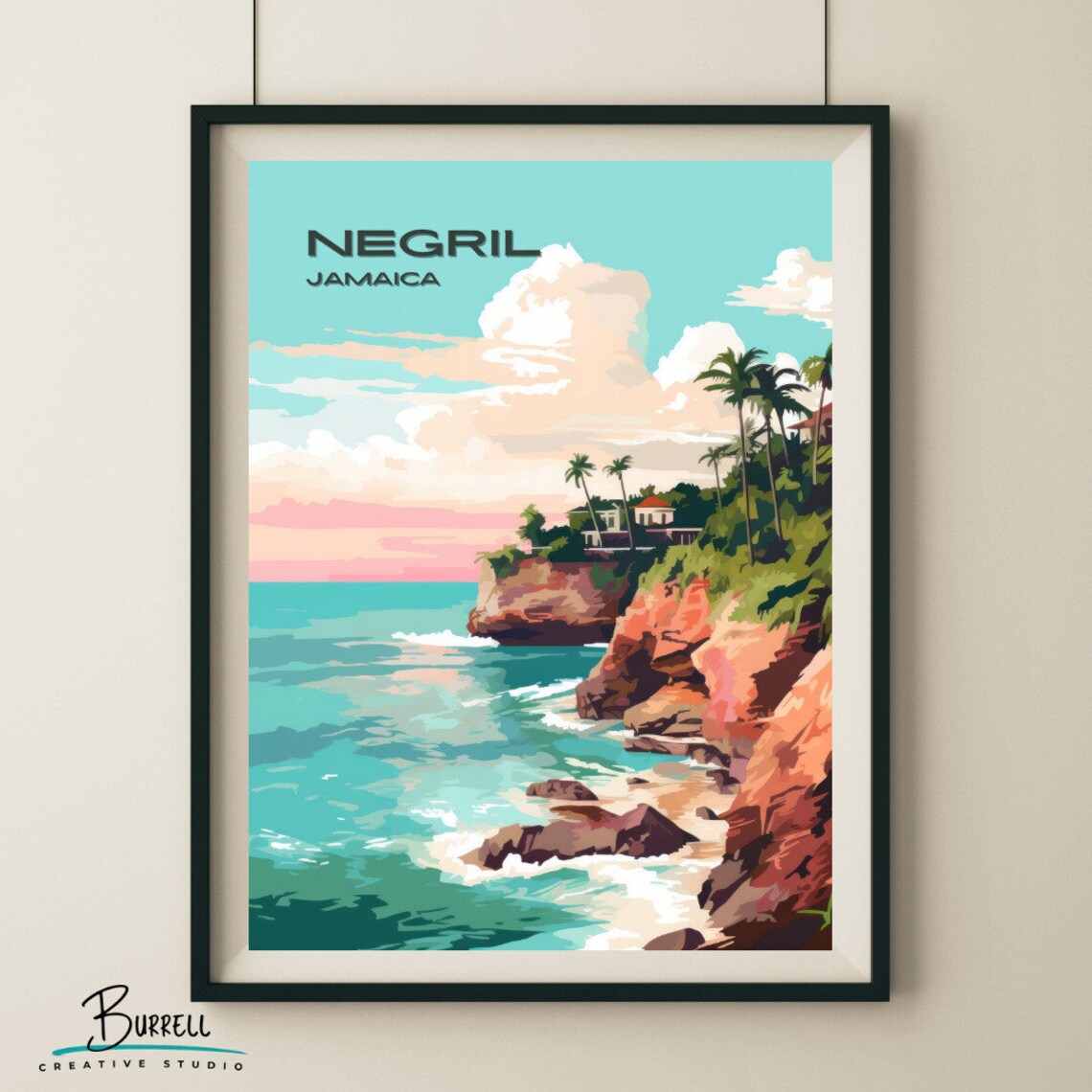 Negril Jamaica Cliffs Travel Poster Print