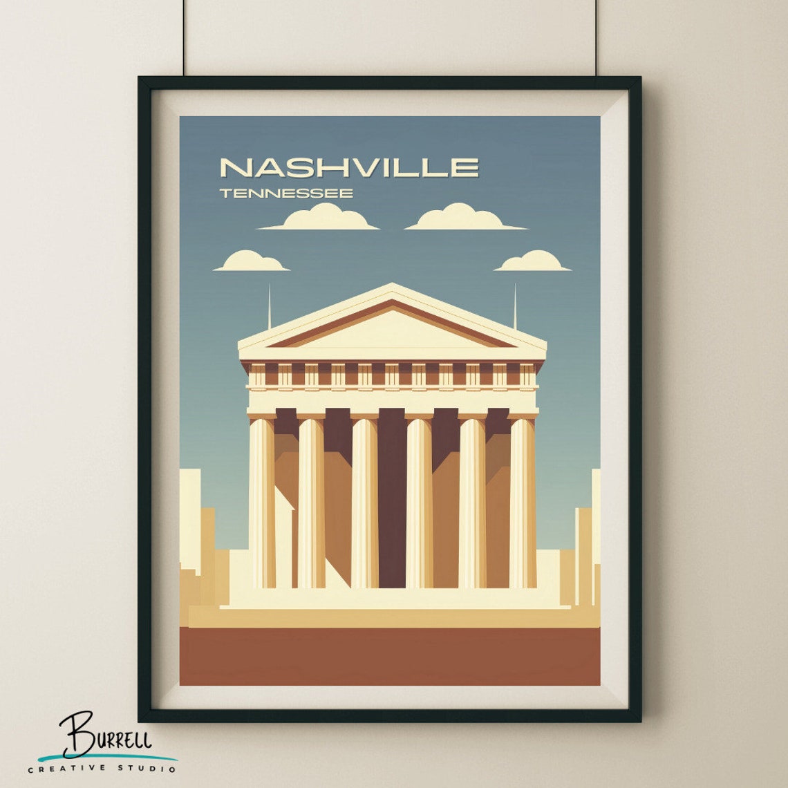 Nashville Tennessee Parthenon Greek Temple Illustration Travel Poster - Image 4