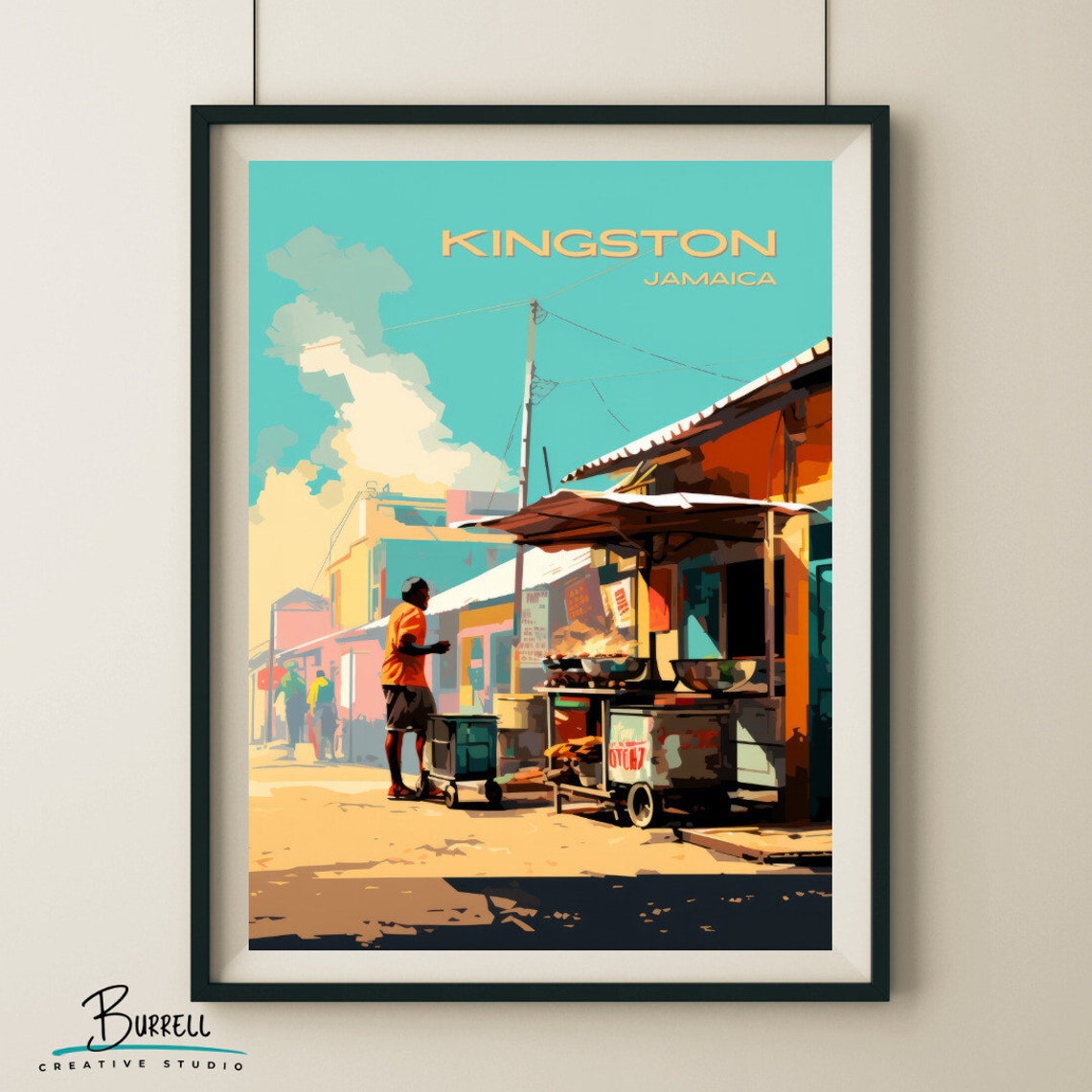 Kingston Jamaica Street Vendor Travel Poster Wall Art Poster Print - Image 5