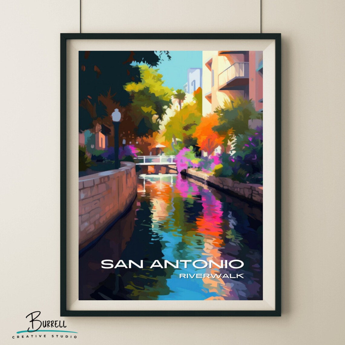 San Antonio Texas Riverwalk Canal Colorful Reflections Poster